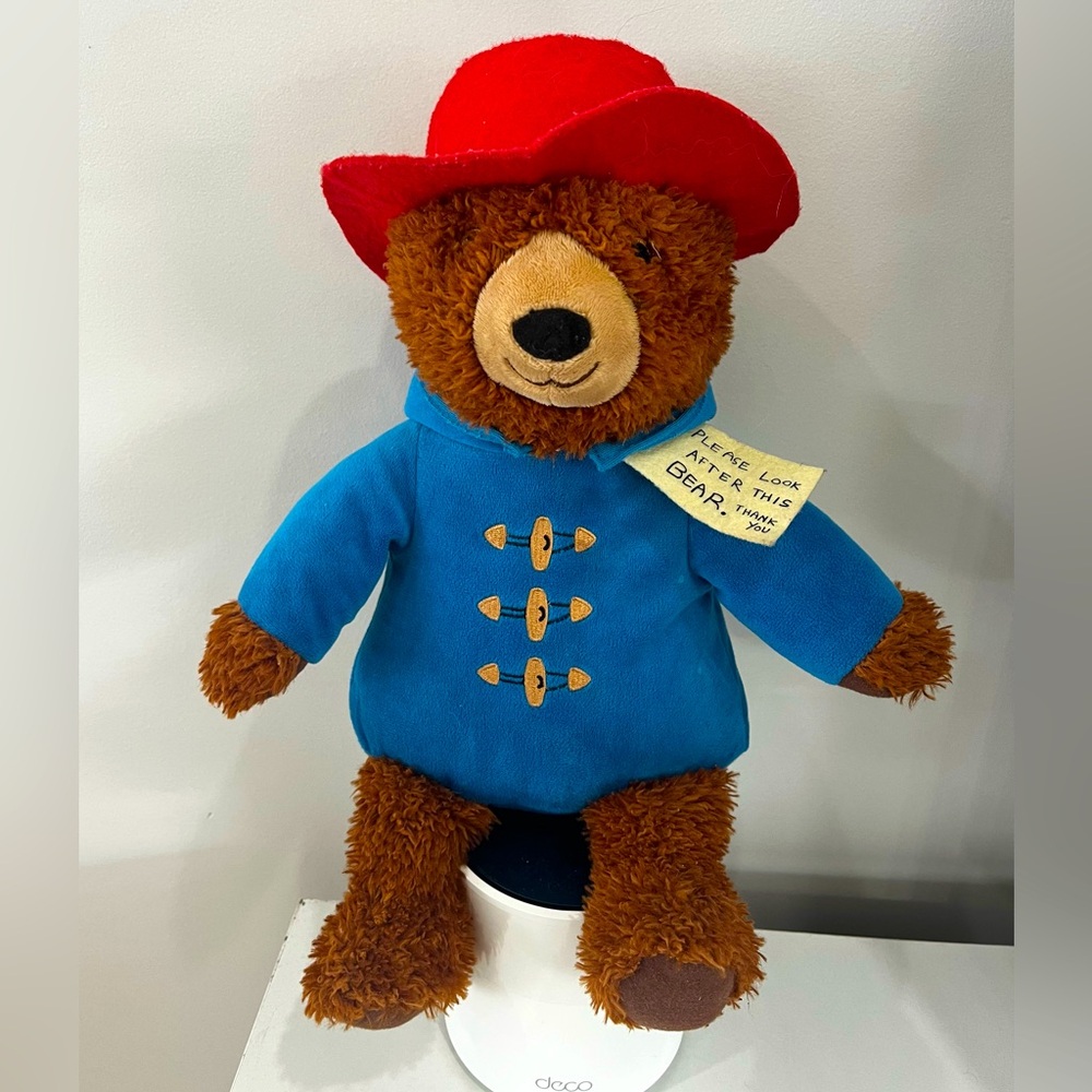 Classic Brown Paddington Bear with Red Hat and Blue Coat